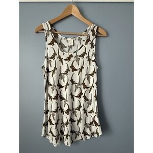 H&M Women's White Crocodile Tank Top 100% Viscose‎ - Size Medium